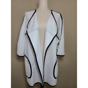 New Look Womens Short Sleeves Overcoat Black White Size XXL A206